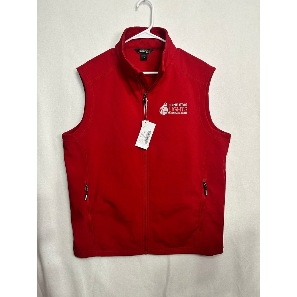 Core 365 Mens CE701 Red Softshell Fleece Lined Vest Lone Star Lights Size‎ Large